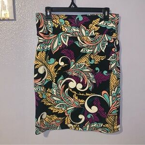 Lularoe Simply Comfortable Colorful Paisley Print Midi Pencil Skirt